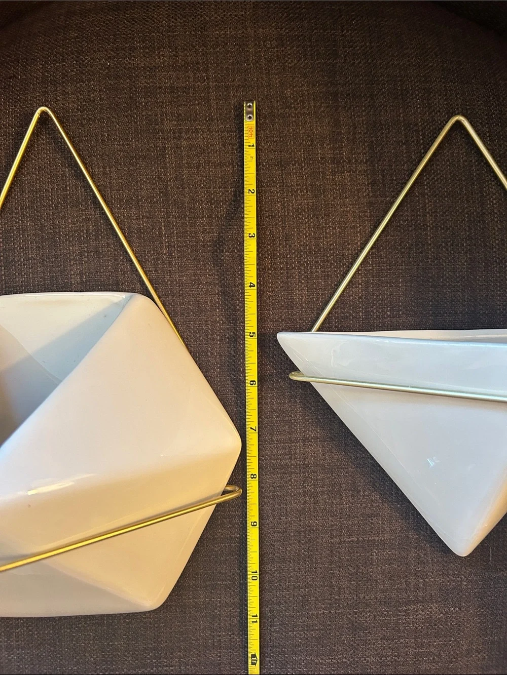 Modern White Ceramic Geometric Wall Planter Set with Succulents